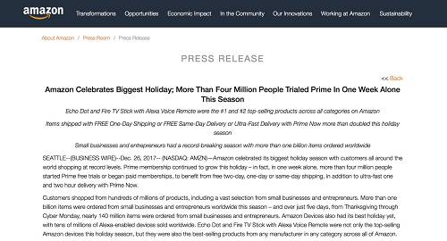 亚马逊并未发布具体销量数据,而仅仅表示“销量为百万级”,“在所有种类和来自所有供应商的商品中销量最大”。