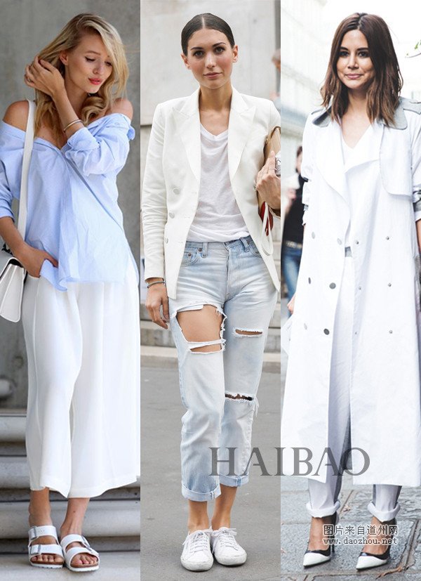 时尚达人演绎白色包包、鞋履搭配